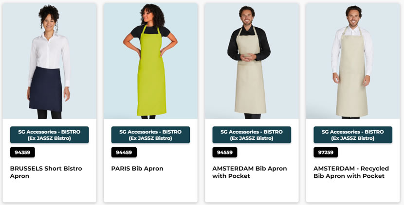 SG Accessories - BISTRO: BRUSSELS Short Bistro Apron, PARIS Bib Apron, AMSTERDAM Bib Apron with Pocket, AMSTERDAM - Recycled Bib Apron with Pocket